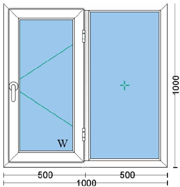 قیمت پنجره دوجداره upvc با شیشه ۴و۴ ساده به ابعاد 1000*1000 پروفیل هافمن