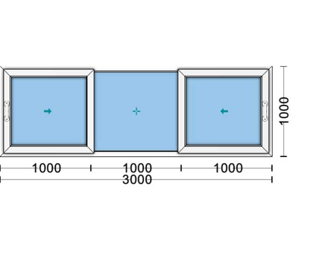 قیمت پنجره دوجداره کشویی UPVC با شیشه ۴و۴ ساده به ابعاد 1000*3000 پروفیل هافمن
