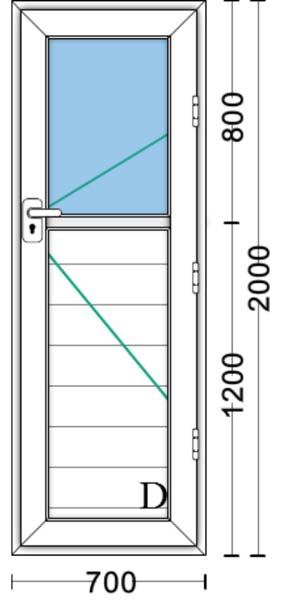قیمت درب دوجداره upvc با شیشه ۴و۴ ساده به ابعاد 2000*700